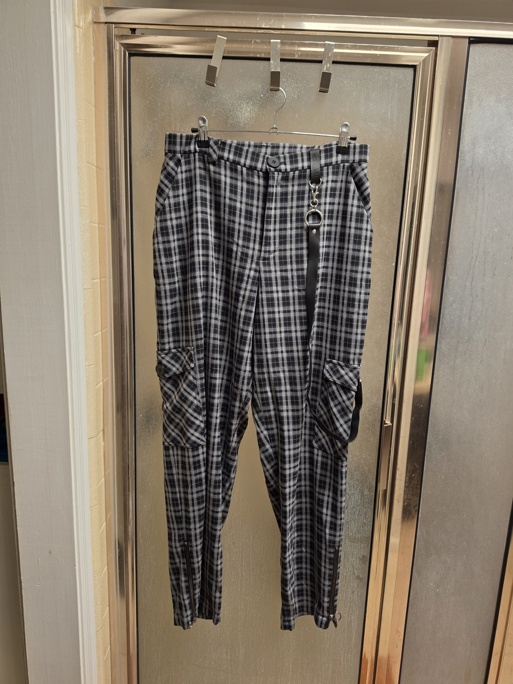 Blackmilk Tartan Grey Zipped Cargo Pants